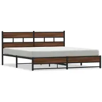 vidaXL Cadre de lit sans matelas avec tête de lit en chêne brun 183x213 cm