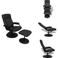 vidaXL Fauteuil TV avec repose-pieds Noir Similicuir - Fauteuil