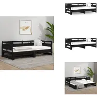 vidaXL Lit de jour Extensible Noir Pin massif 2x(90x190) cm - Lits et Sommiers