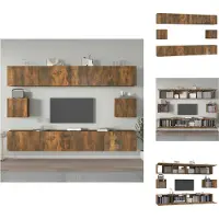 vidaXL Ensemble de meubles TV 6 pièces chêne fumé bois composite - Meubles TV