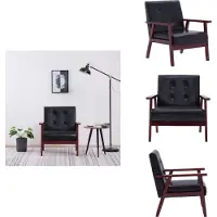 vidaXL Fauteuil Noir Simili Cuir - Fauteuil