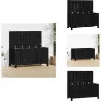 vidaXL Coffre de jardin noir 121x55x64 cm Pin massif - Coffres de jardin
