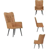 vidaXL Fauteuil à oreilles en toile brune - Fauteuil
