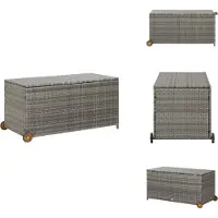 vidaXL Coffre de jardin gris clair 120x65x61 cm Poly-Rattan - Coffres de jardin