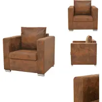 vidaXL Fauteuil marron aspect daim - fauteuil