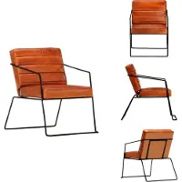 vidaXL Fauteuil en cuir véritable marron clair - Fauteuil