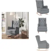 vidaXL Fauteuil à bascule avec pieds en bois de caoutchouc gris clair Tissu - Fauteuil