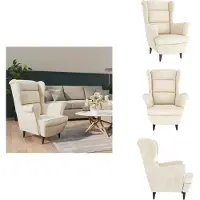 vidaXL Fauteuil blanc crème velours - Fauteuil