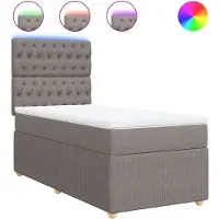 vidaXL Lit boxspring avec matelas Taupe 90x200 cm Tissu