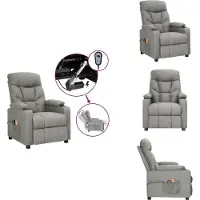 vidaXL Fauteuil de massage électrique Gris clair Tissu - Fauteuil de massage