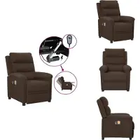 vidaXL Fauteuil de massage électrique Tissu brun foncé - Fauteuil de massage