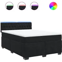 vidaXL Lit boxspring avec matelas noir 140x200 cm velours