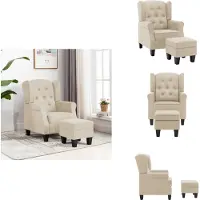 vidaXL Fauteuil avec repose-pieds Tissu Crème - Fauteuil