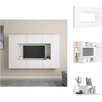 vidaXL Ensemble de 8 meubles TV Blanc Matériau dérivé du bois - Meubles TV