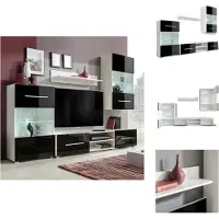 vidaXL Meuble TV cinq pièces avec éclairage LED noir - Meuble TV