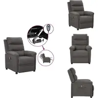 vidaXL Fauteuil Relax Electrique Tissu Gris Foncé - Fauteuil