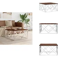 vidaXL Table basse acier inoxydable et vieux bois massif - Tables basses
