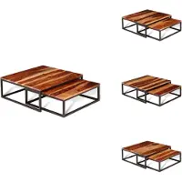 vidaXL Ensemble de deux tables de salon Table basse en bois massif - Tables basses