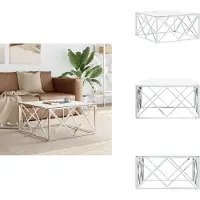 vidaXL Table basse argentée 80x80x40 cm acier inoxydable et verre - Tables basses