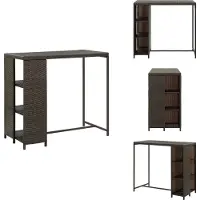 vidaXL Table de bar avec étagère Marron 120x60x110 cm Poly rotin - Tables de salle à manger