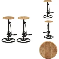 vidaXL Tabouret de bar 2 pcs. en bois massif manguier - Tabouret de bar