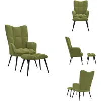 vidaXL Fauteuil relax avec pouf vert clair velours - fauteuil