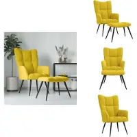 vidaXL Fauteuil de relaxation avec pouf jaune moutarde velours - fauteuil