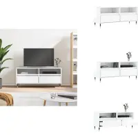 vidaXL Armoire TV blanc brillant 100x34,5x44,5 cm Bois composite - Meuble TV