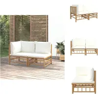 vidaXL Ensemble de salon de jardin 2 pièces avec coussins blancs crème en bambou - éléments de canapé de jardin