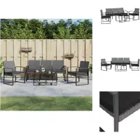 vidaXL Ensemble de jardin 5 pièces avec coussins Gris foncé Rotin PP