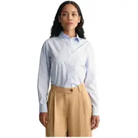 Gant pour femme. 4300348 Chemise en popeline bleue à coupe régulière (40), Casuel, Coton, Manche longue