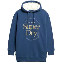 Superdry pour femme. W8011756A Robe à capuche avec logo Luxe métallique bleu (L/XL), Casuel, Coton, Manche longue, Durable
