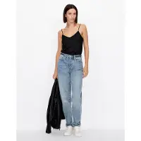 Armani Exchange pour femme. 8NYH05YNZ5Z1200 T-shirt en satin noir (S), Casuel, Polyester, Sans manches / bretelles