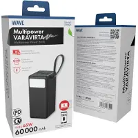 Wave Banque d'alimentation Multipower, 60 000 mAh, noir (60000 mAh), Chargeur de secours, Noir