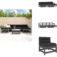 vidaXL Ensemble de salon de jardin 7 pièces avec coussins Gris Bois massif - Ensembles de meubles de jardin