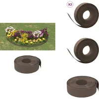 vidaXL Bordure de pelouse 2 pcs. Brun 10 m 15 cm Polyéthylène - Bordure de parterre