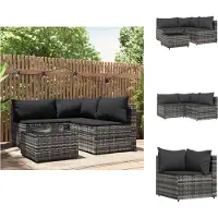 vidaXL Ensemble de salon de jardin 4 pièces avec coussins Gris Poly rotin - Canapés de jardin