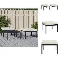vidaXL Tabouret de jardin avec coussins couleur sable 2 pcs. 60x60x35 cm Acier - éléments de canapé de jardin
