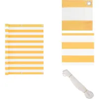 vidaXL Paravent de balcon Blanc et jaune 120x500 cm Tissu Oxford - Parasols et ombrelles