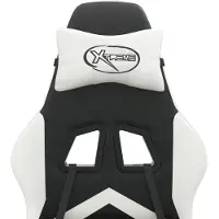 vidaXL Chaise de jeu avec repose-pieds noir et blanc similicuir