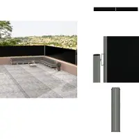 vidaXL Marquise latérale extensible Noir 117x1200 cm - Parasols & Protection solaire