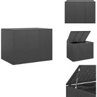 vidaXL Coffre à coussins de jardin en rotin PE 145x100x103 cm noir - Coffres de jardin