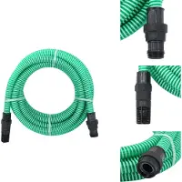 vidaXL Tuyau d'aspiration avec raccords PVC Vert 1" 10 m PVC - Tuyaux d'arrosage