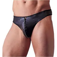 Svenjoyment Underwear - string homme zippé strass - effet brillant - noir