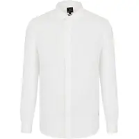 Armani Exchange pour homme. 8NZC50ZNCFZ1100 Chemise blanche décontractée à armure toile (XL), Casuel, Lin, Classique, Manche longue