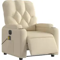 vidaXL Fauteuil de massage électrique Crème Tissu