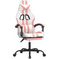vidaXL Chaise de jeu pivotante et repose-pied Blanc et rose Similicuir