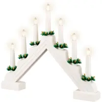 Lumineo Éclairage intérieur de Noël Bougeoir en bois 7 LED blanches