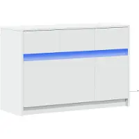 vidaXL Armoire TV avec éclairage LED Blanc 91x34x61 cm Bois composite