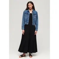 Superdry Smocked Sleeveless Long Dress Vert L Femme